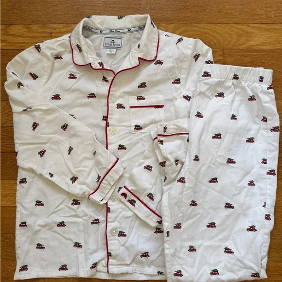 Petite Plume Kids Pajamas size 10 with Red Trim - Picture 3 of 5